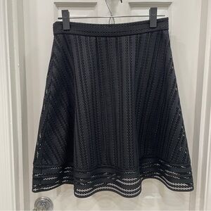 J. Crew Black Striped Eyelet Skirt Size 2